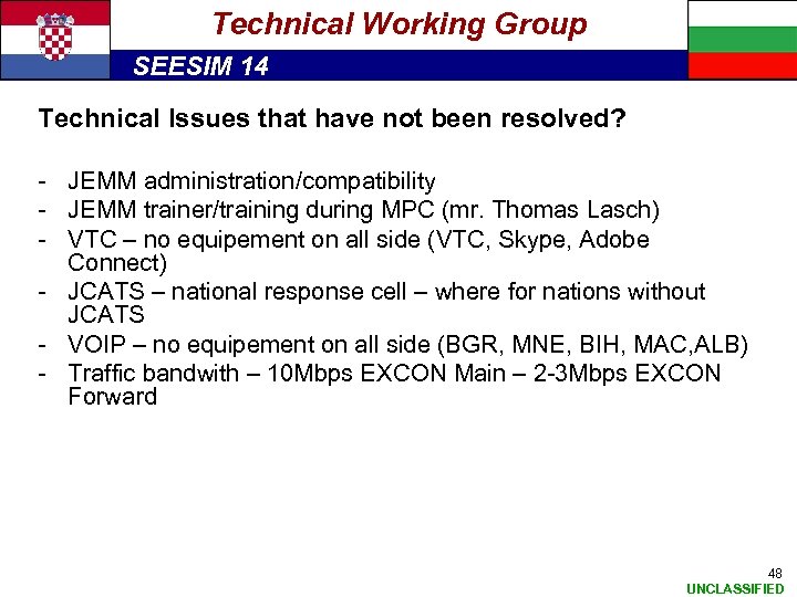 Technical Working Group SEESIM 14 Technical Issues that have not been resolved? - JEMM
