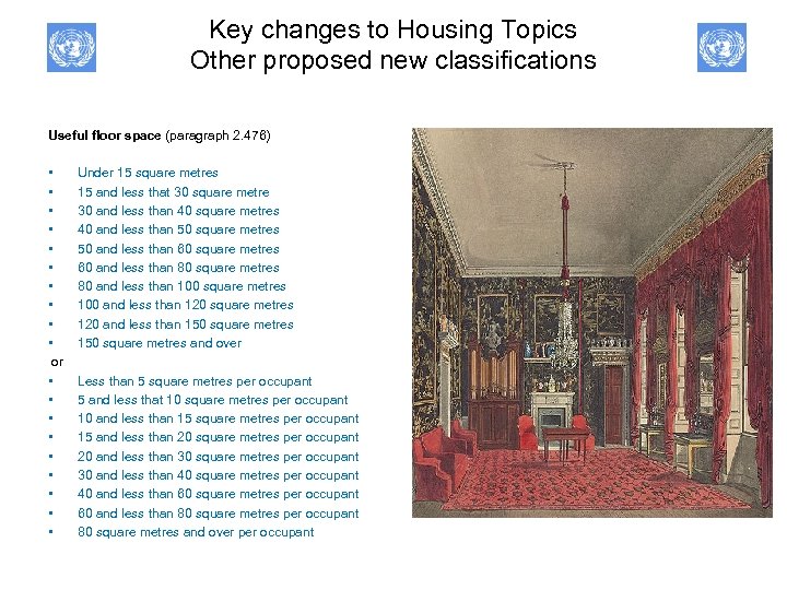 Key changes to Housing Topics Other proposed new classifications Useful floor space (paragraph 2.