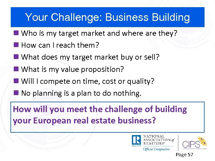 Your Challenge: Business Building n Who is my target market and where are they?