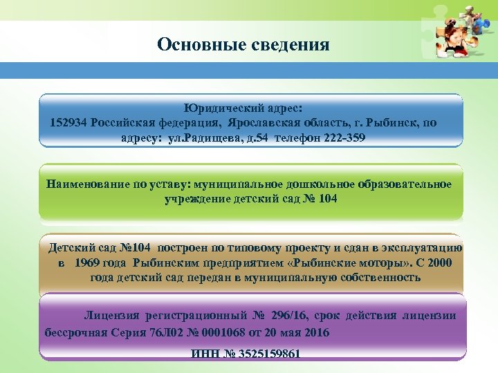 Основные сведения Юридический адрес: 152934 Российская федерация, Ярославская область, г. Рыбинск, по адресу: ул.