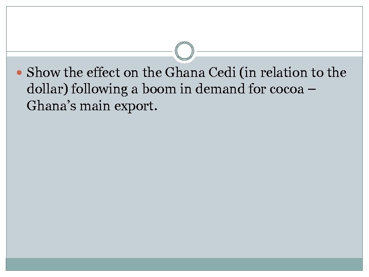  Show the effect on the Ghana Cedi (in relation to the dollar) following