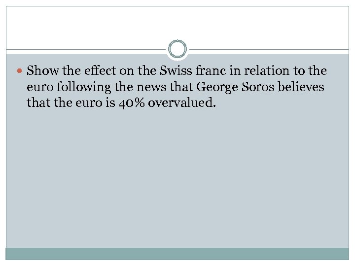  Show the effect on the Swiss franc in relation to the euro following