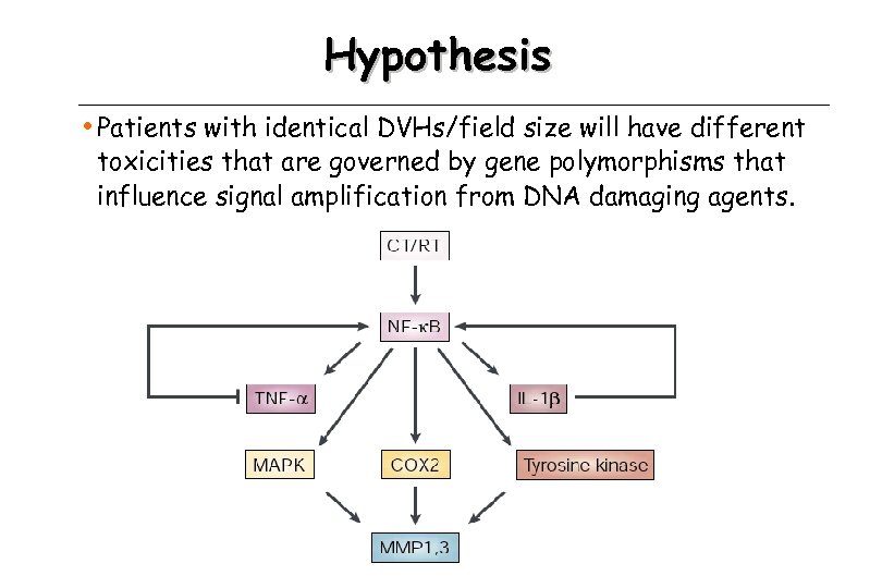 Hypothesis • Patients with identical DVHs/field size will have different toxicities that are governed