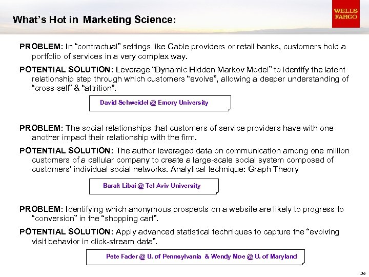 What’s Hot in Marketing Science: PROBLEM: In “contractual” settings like Cable providers or retail