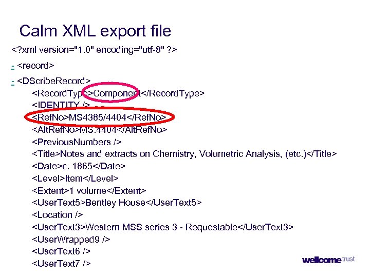 Calm XML export file <? xml version="1. 0" encoding="utf-8" ? > - <record> -