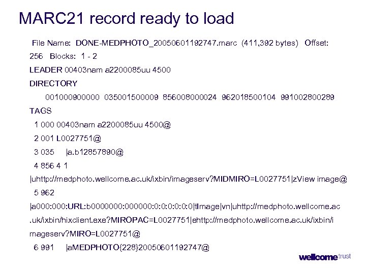 MARC 21 record ready to load File Name: DONE-MEDPHOTO_20050601192747. marc (411, 392 bytes) Offset: