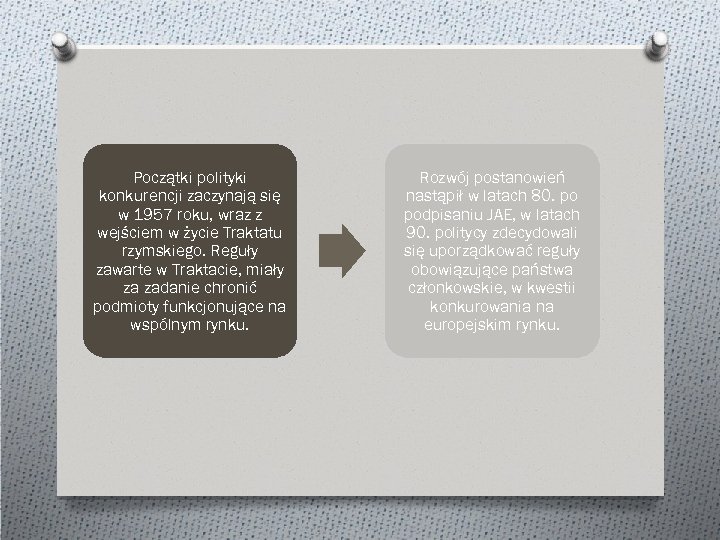 Początki polityki konkurencji zaczynają się w 1957 roku, wraz z wejściem w życie Traktatu