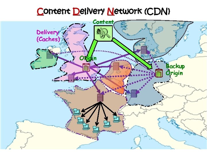 Content Delivery Network (CDN) Content Delivery (Caches) Origin Backup Origin 14 