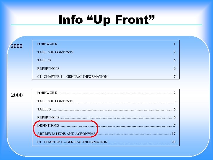 Info “Up Front” 2000 2008 