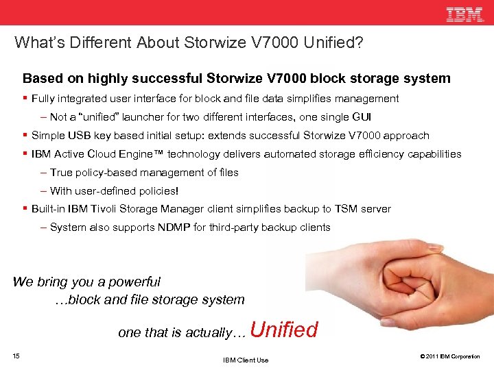 What’s Different About Storwize V 7000 Unified? Based on highly successful Storwize V 7000