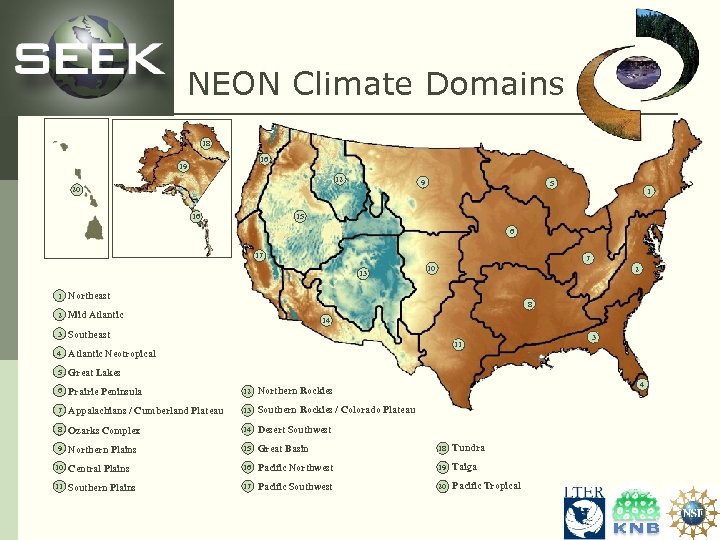 NEON Climate Domains 18 16 19 12 9 20 5 1 15 16 6