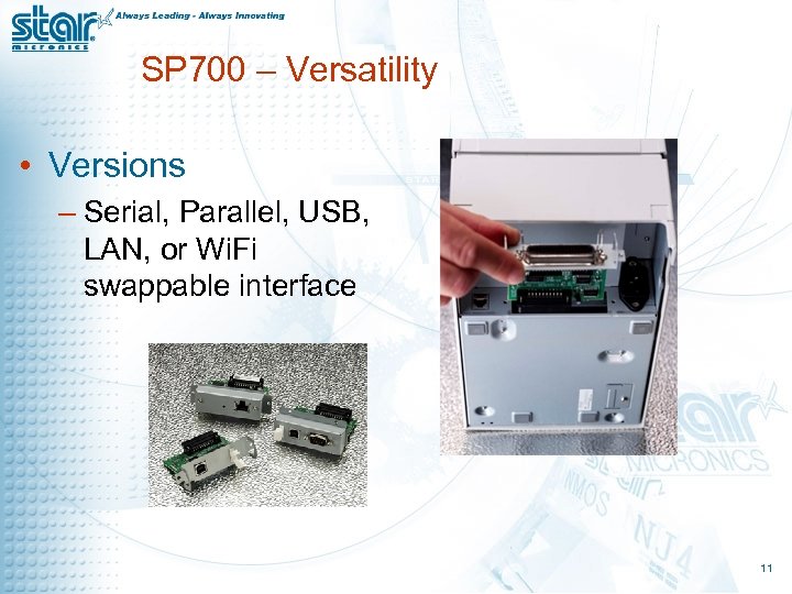 SP 700 – Versatility • Versions – Serial, Parallel, USB, LAN, or Wi. Fi