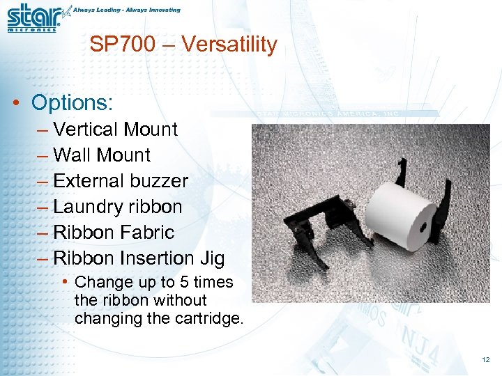 SP 700 – Versatility • Options: – Vertical Mount – Wall Mount – External