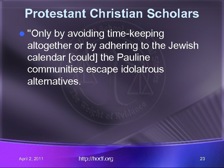 Protestant Christian Scholars l 
