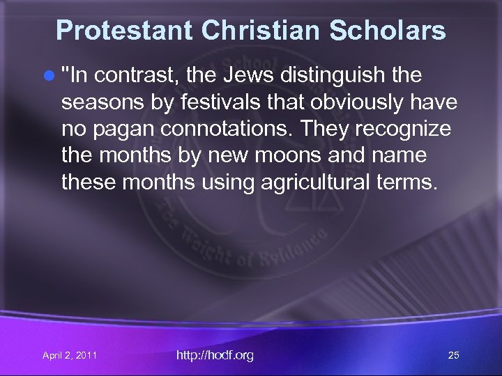 Protestant Christian Scholars l 