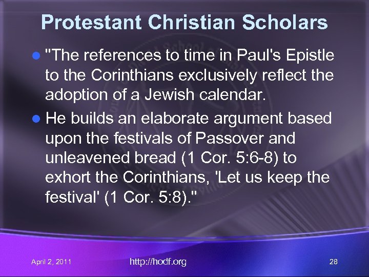 Protestant Christian Scholars l 