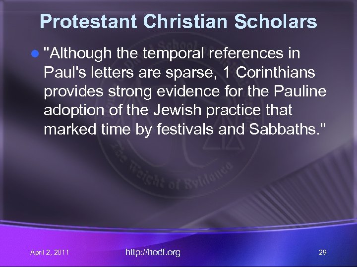 Protestant Christian Scholars l 
