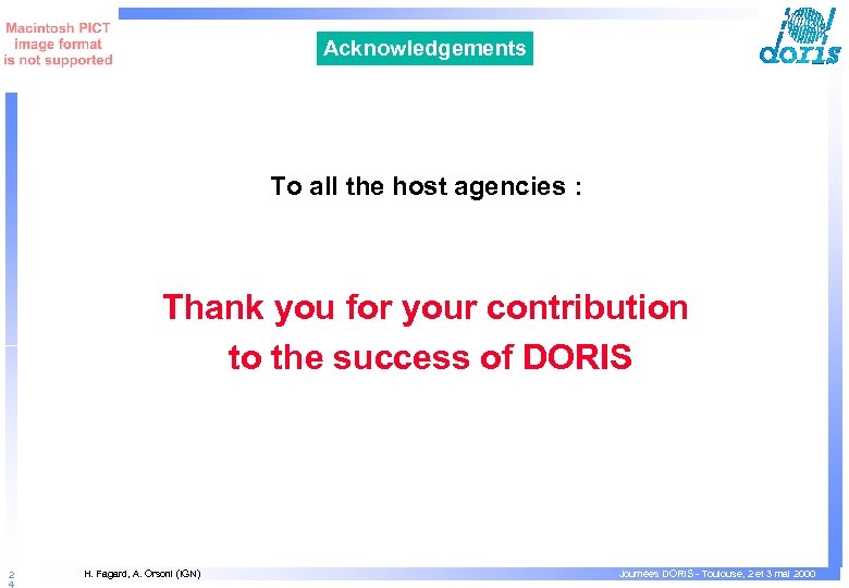 Acknowledgements To all the host agencies : Thank you for your contribution to the