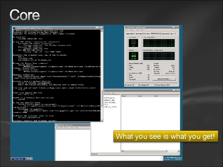 Core What you see is what you get! 