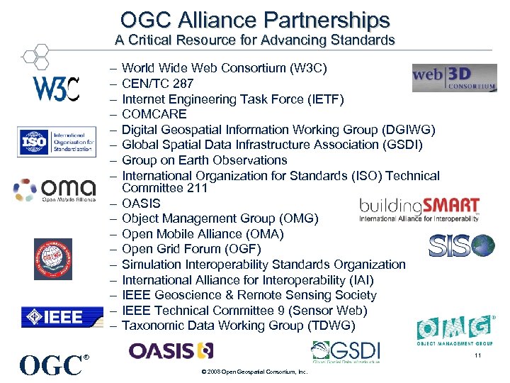 OGC Alliance Partnerships A Critical Resource for Advancing Standards – – – – –