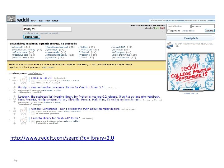 http: //www. reddit. com/search? q=library+2. 0 48 