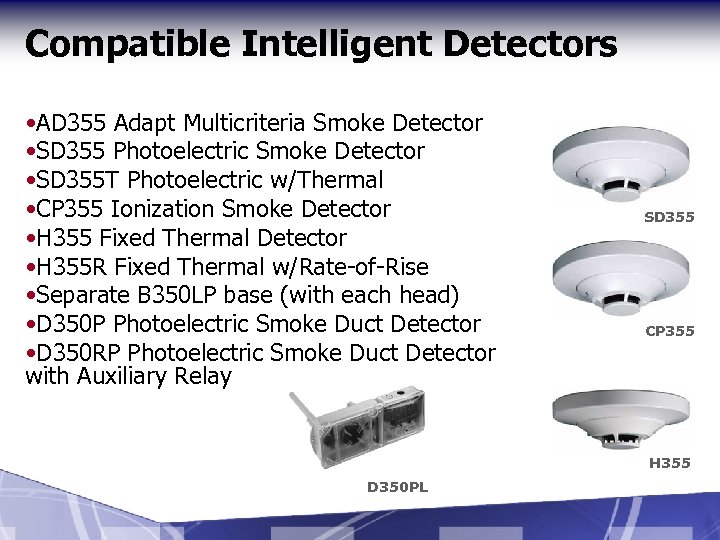 Compatible Intelligent Detectors • AD 355 Adapt Multicriteria Smoke Detector • SD 355 Photoelectric