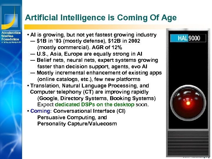 Artificial Intelligence is Coming Of Age Acceleration Studies Foundation A 501(c)(3) Nonprofit Los Angeles