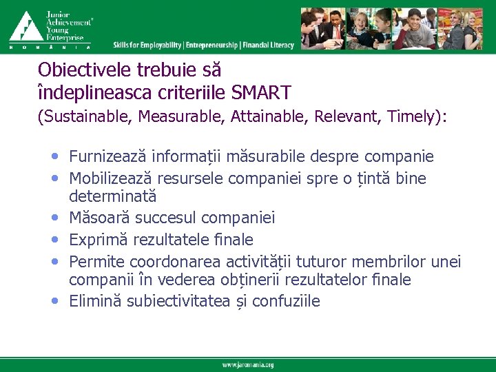 Click to edit Master title style Obiectivele trebuie să îndeplineasca criteriile SMART Click to