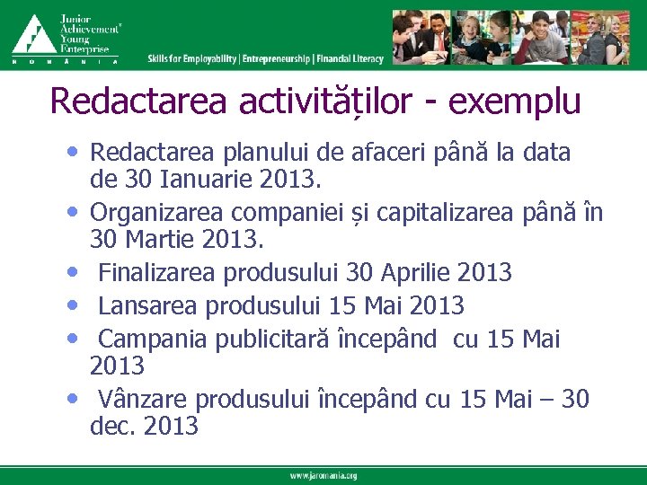 Click to edit Master title style Redactarea activităților - exemplu Click to edit Master