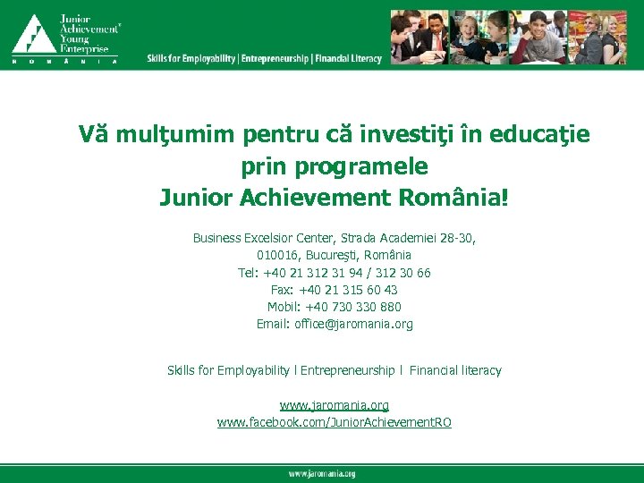 Click to edit Master title style Vă mulţumim pentru că investiţi în educaţie prin