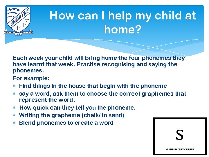 How can I help my child at home? Each week your child will bring