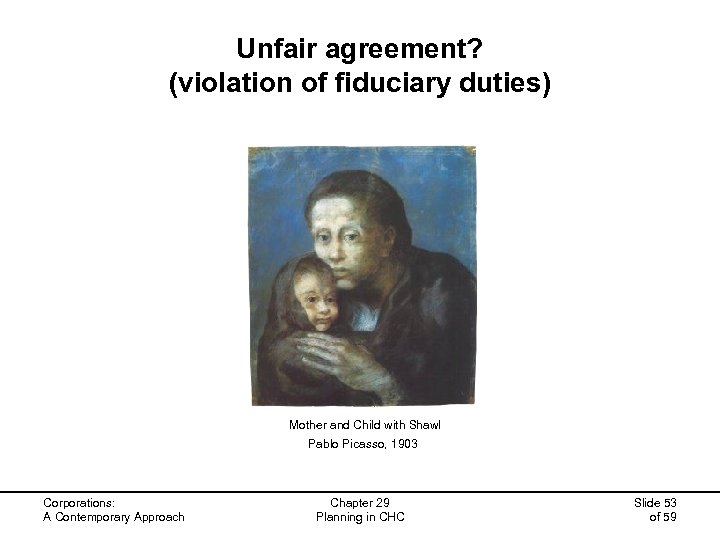 Unfair agreement? (violation of fiduciary duties) Mother and Child with Shawl Pablo Picasso, 1903