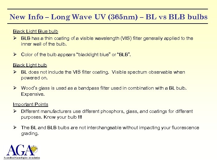 New Info – Long Wave UV (365 nm) – BL vs BLB bulbs Black