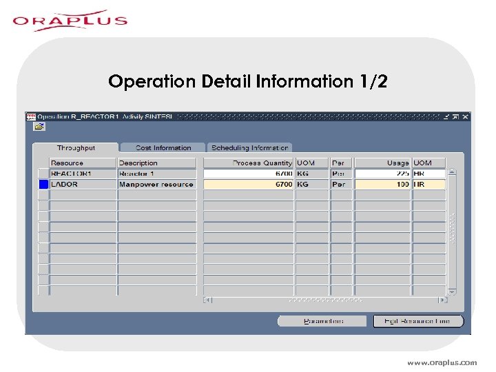 Operation Detail Information 1/2 www. oraplus. com 