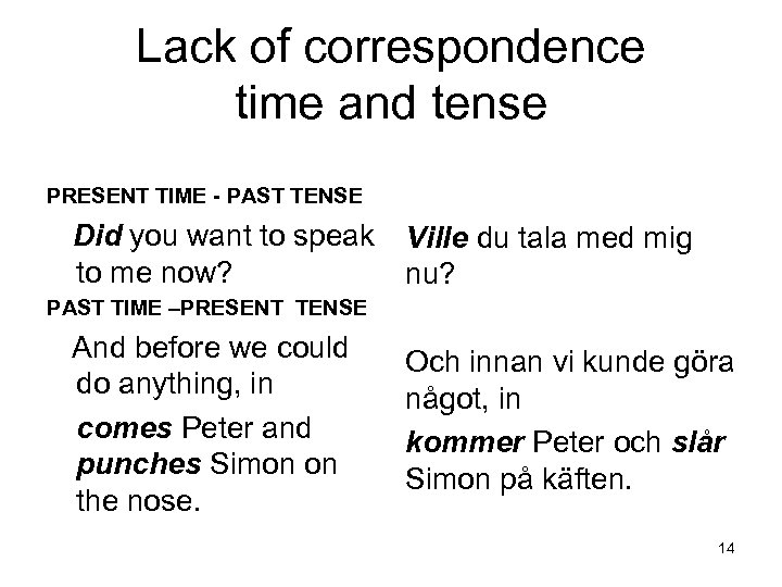 Lack of correspondence time and tense PRESENT TIME - PAST TENSE Did you want