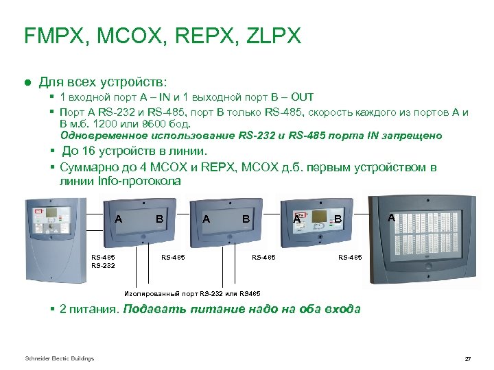 FMPX, MCOX, REPX, ZLPX ● Для всех устройств: § 1 входной порт А –