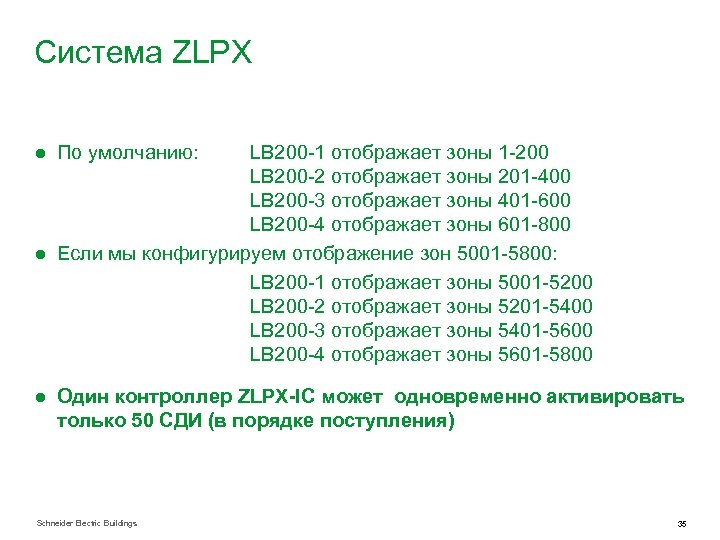 Система ZLPX ● По умолчанию: LB 200 -1 отображает зоны 1 -200 LB 200