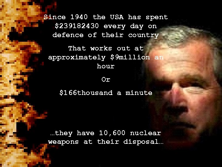 Since 1940 the USA has spent $239182430 every day on defence of their country