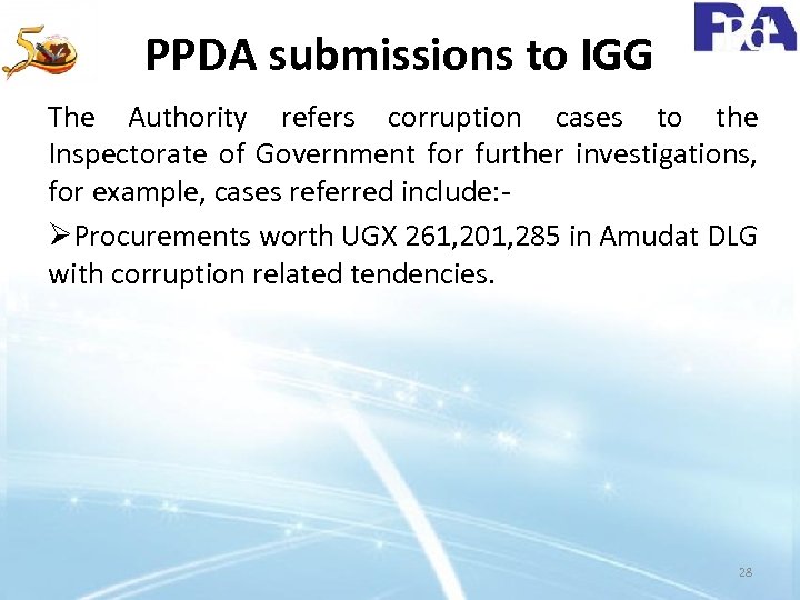 PPDA submissions to IGG The Authority refers corruption cases to the Inspectorate of Government