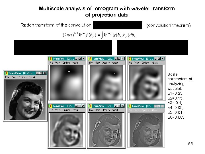 Multiscale analysis of tomogram with wavelet transform of projection data Radon transform of the