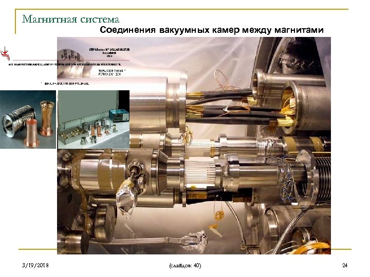 Магнитная система Соединения вакуумных камер между магнитами 3/19/2018 (слайдов: 40) 24 