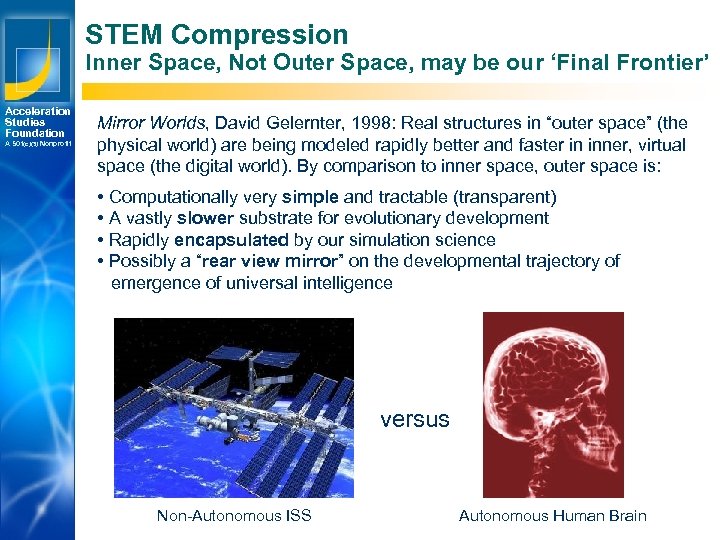 STEM Compression Inner Space, Not Outer Space, may be our ‘Final Frontier’ Acceleration Studies