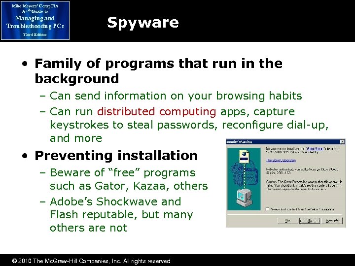 Mike Meyers’ Comp. TIA A+® Guide to Managing and Troubleshooting PCs Spyware Third Edition