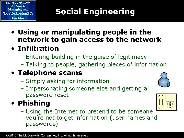 Mike Meyers’ Comp. TIA A+® Guide to Managing and Troubleshooting PCs Social Engineering Third