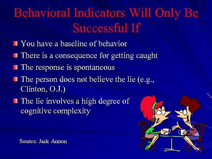 Behavioral Indicators Will Only Be Successful If You have a baseline of behavior There