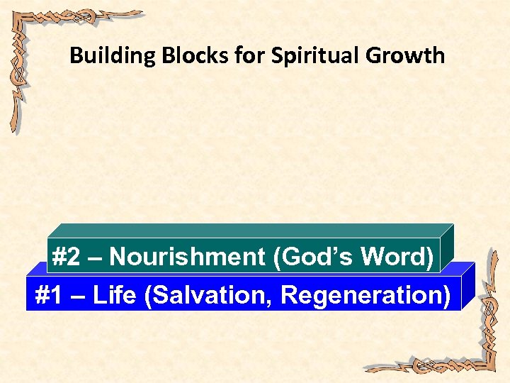 Building Blocks for Spiritual Growth #2 – Nourishment (God’s Word) #1 – Life (Salvation,