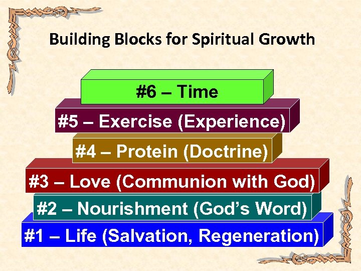 Building Blocks for Spiritual Growth #6 – Time #5 – Exercise (Experience) #4 –