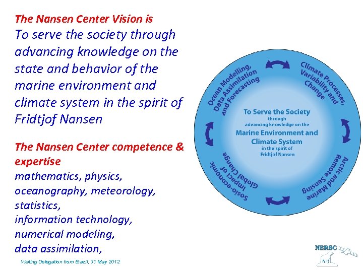 The Nansen Center Vision is To serve the society through advancing knowledge on the