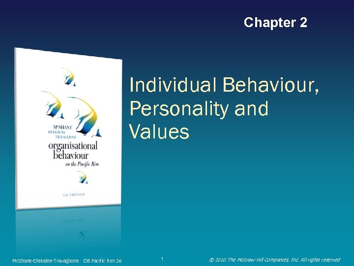 Chapter 2 Individual Behaviour, Personality and Values Mc. Shane-Olekalns-Travaglione OB Pacific Rim 3 e