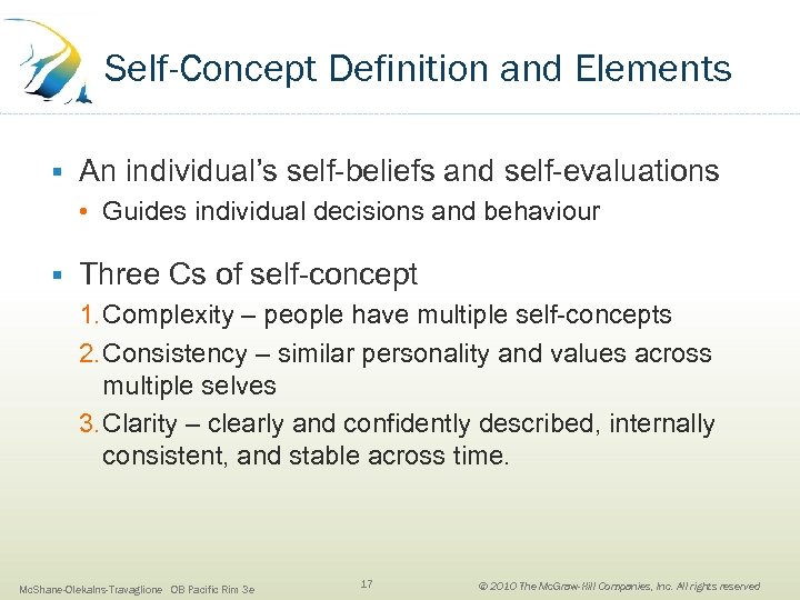 Self-Concept Definition and Elements § An individual’s self-beliefs and self-evaluations • Guides individual decisions